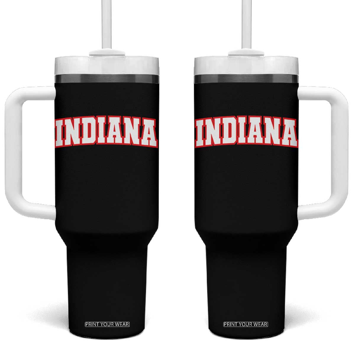 Indiana Fan Tumbler With Handle Vintage Athletic Sports Game Day TS10 One Size: 40 oz Black Print Your Wear