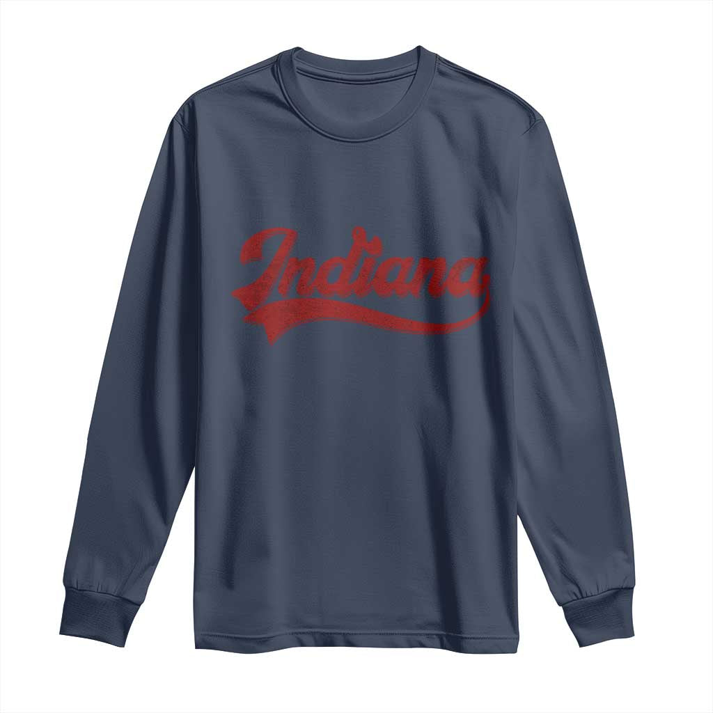Retro Indiana Long Sleeve Shirt Vintage City Athletic Sports Game Day TS10 Navy Print Your Wear