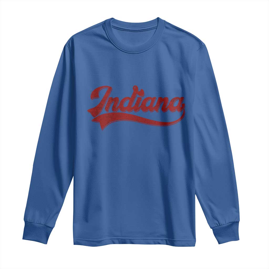 Retro Indiana Long Sleeve Shirt Vintage City Athletic Sports Game Day TS10 Royal Blue Print Your Wear