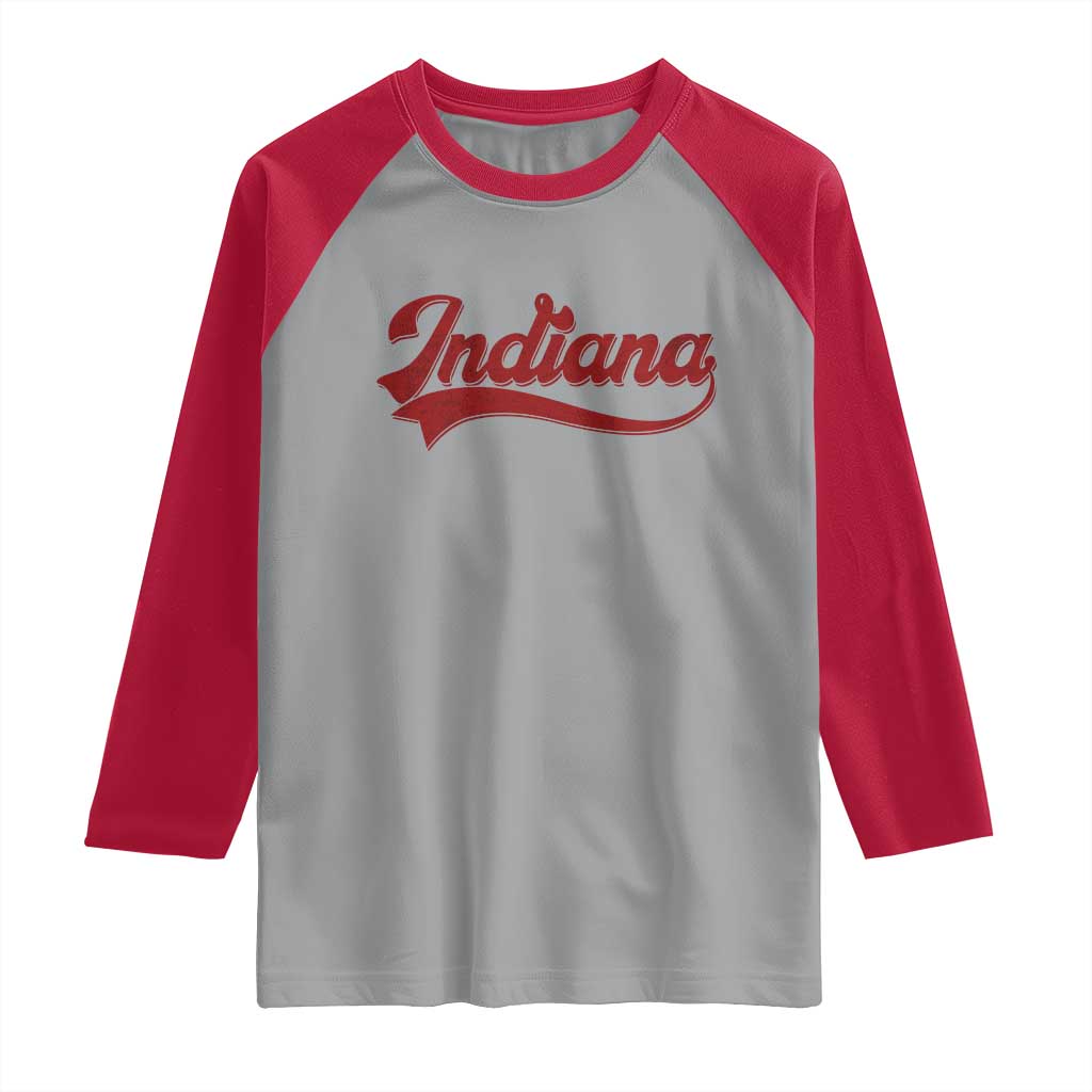 Retro Indiana Raglan Shirt Vintage City Athletic Sports Game Day TS10 Sport Gray Red Print Your Wear