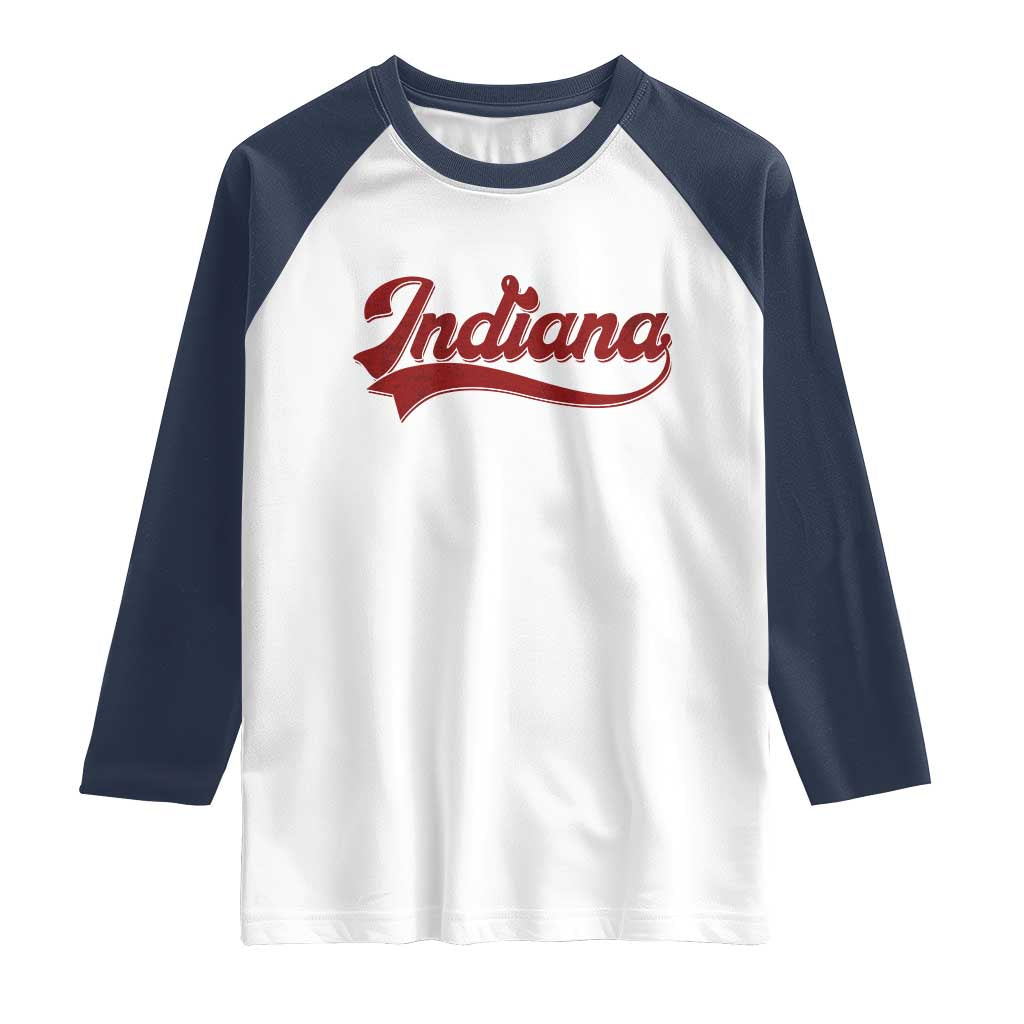Retro Indiana Raglan Shirt Vintage City Athletic Sports Game Day TS10 White Navy Print Your Wear