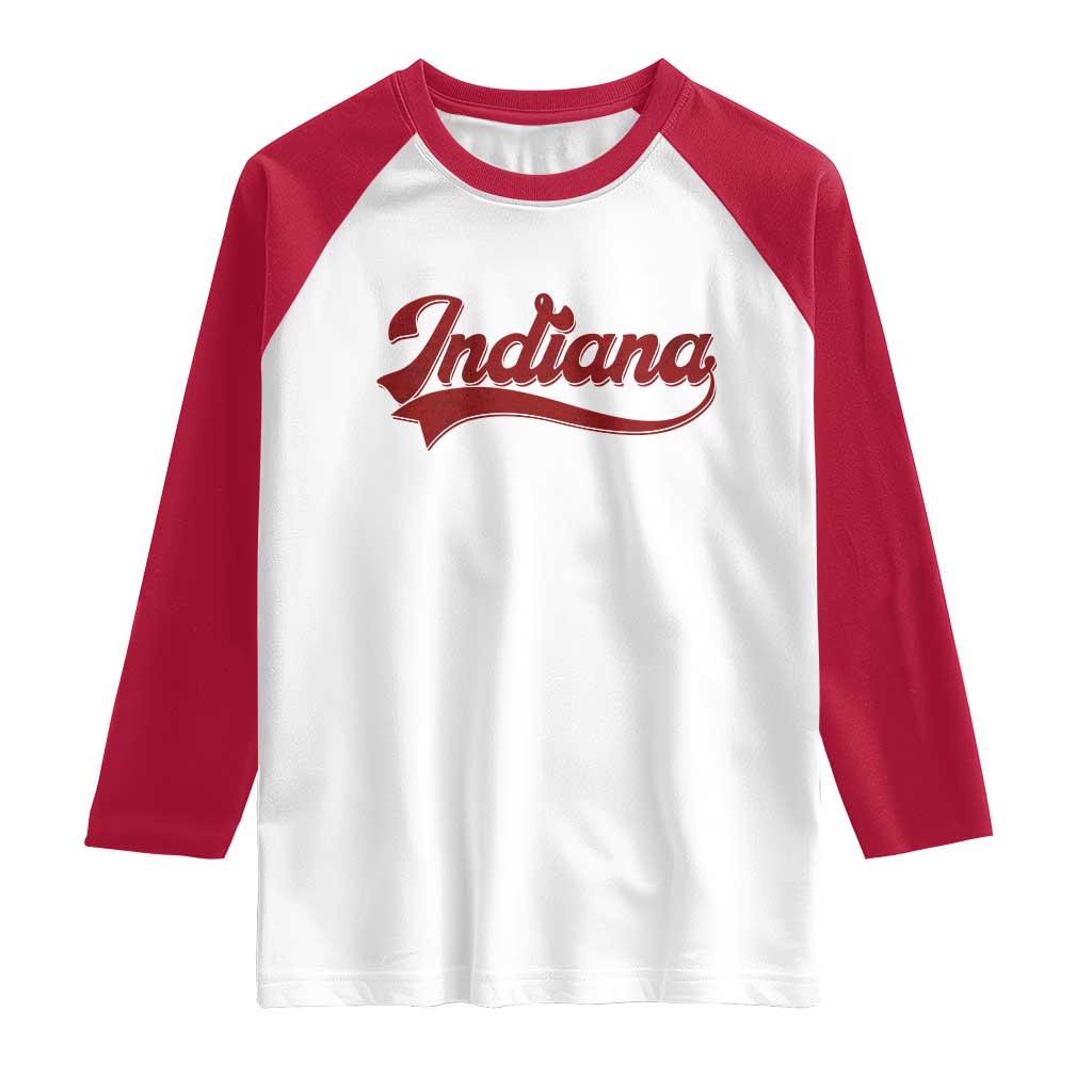 Retro Indiana Raglan Shirt Vintage City Athletic Sports Game Day TS10 White Red Print Your Wear