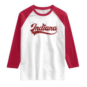 Retro Indiana Raglan Shirt Vintage City Athletic Sports Game Day TS10 White Red Print Your Wear