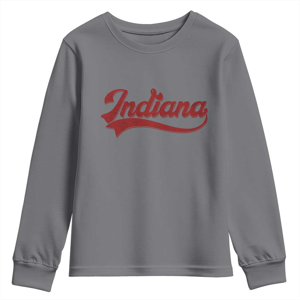 Retro Indiana Youth Sweatshirt Vintage City Athletic Sports Game Day TS10 Charcoal Print Your Wear