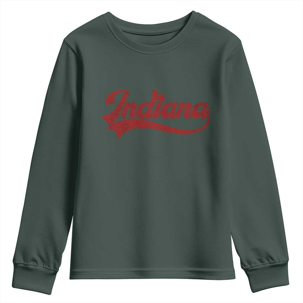 Retro Indiana Youth Sweatshirt Vintage City Athletic Sports Game Day TS10 Dark Forest Green Print Your Wear