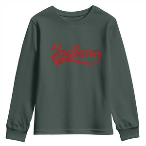 Retro Indiana Youth Sweatshirt Vintage City Athletic Sports Game Day TS10 Dark Forest Green Print Your Wear