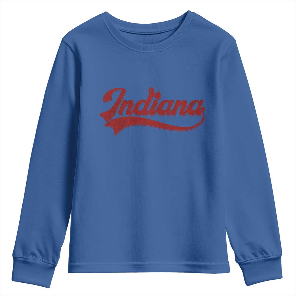 Retro Indiana Youth Sweatshirt Vintage City Athletic Sports Game Day TS10 Royal Blue Print Your Wear