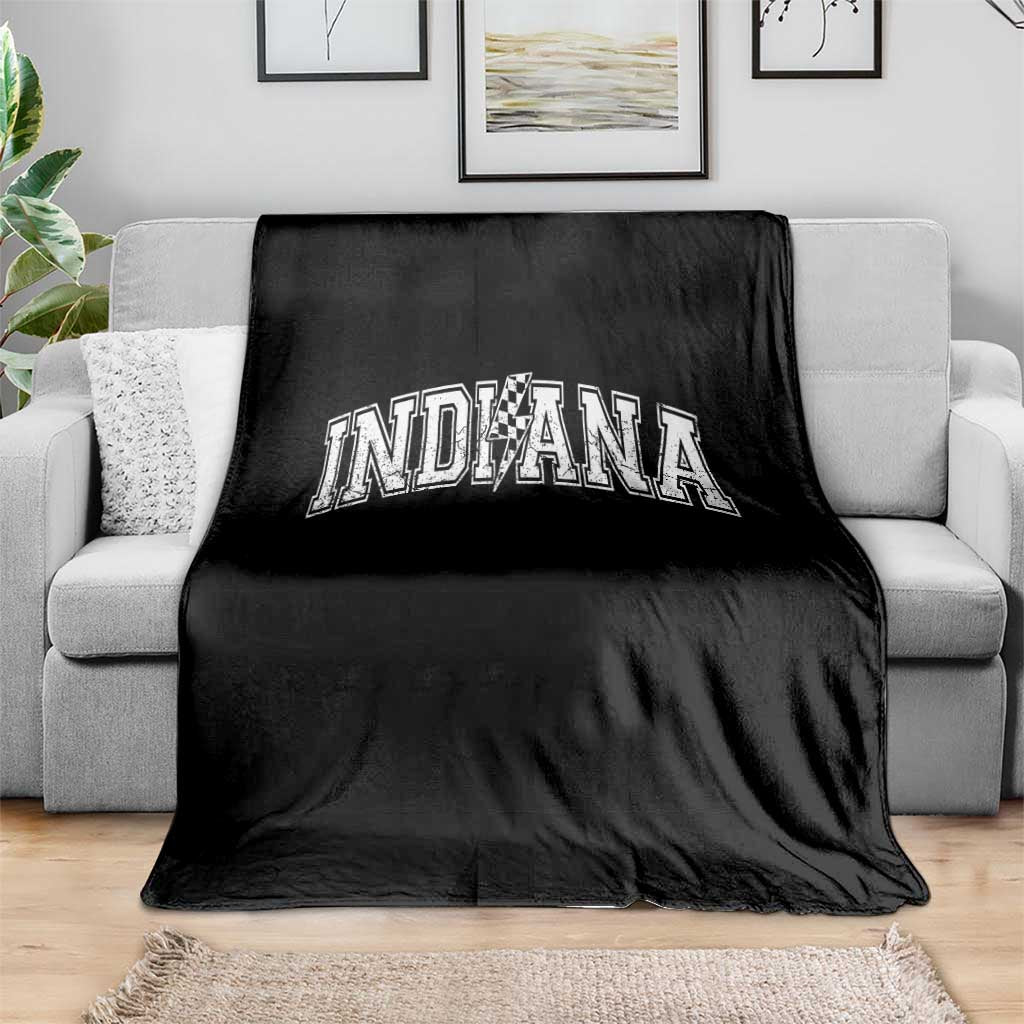 Indiana Fan Throw Blanket Vintage City Game Day Lightning Bolt Checkered Varsity TS10 Print Your Wear
