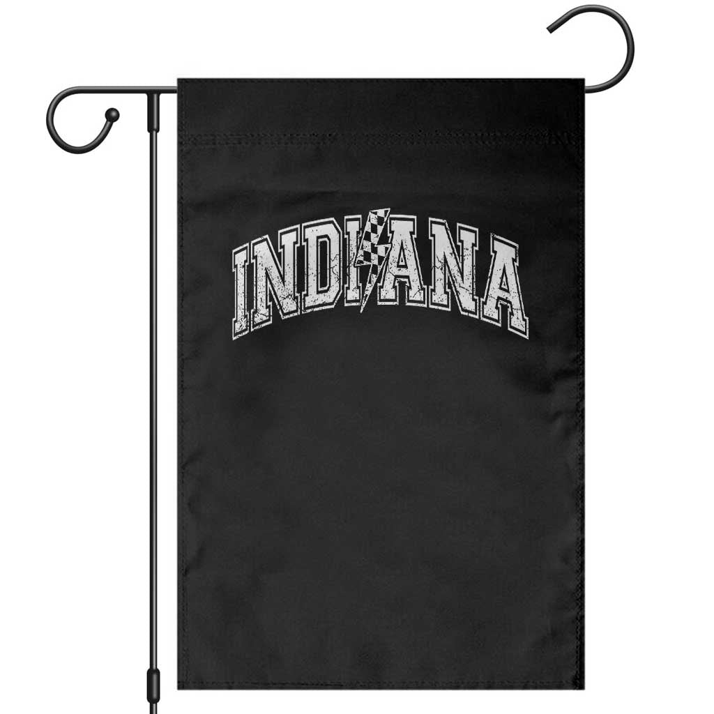 Indiana Fan Garden Flag Vintage City Game Day Lightning Bolt Checkered Varsity TS10 Black Print Your Wear