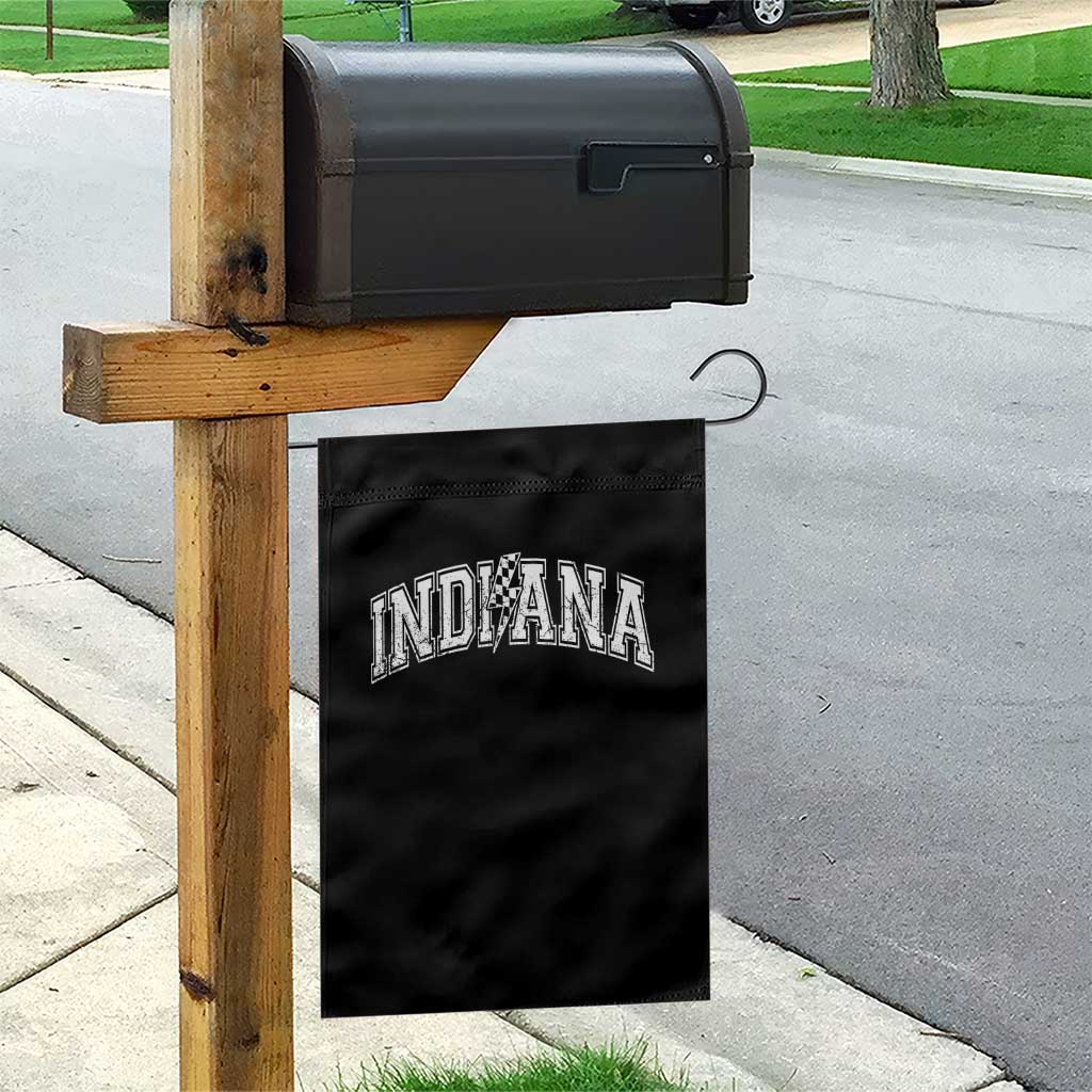 Indiana Fan Garden Flag Vintage City Game Day Lightning Bolt Checkered Varsity TS10 Print Your Wear
