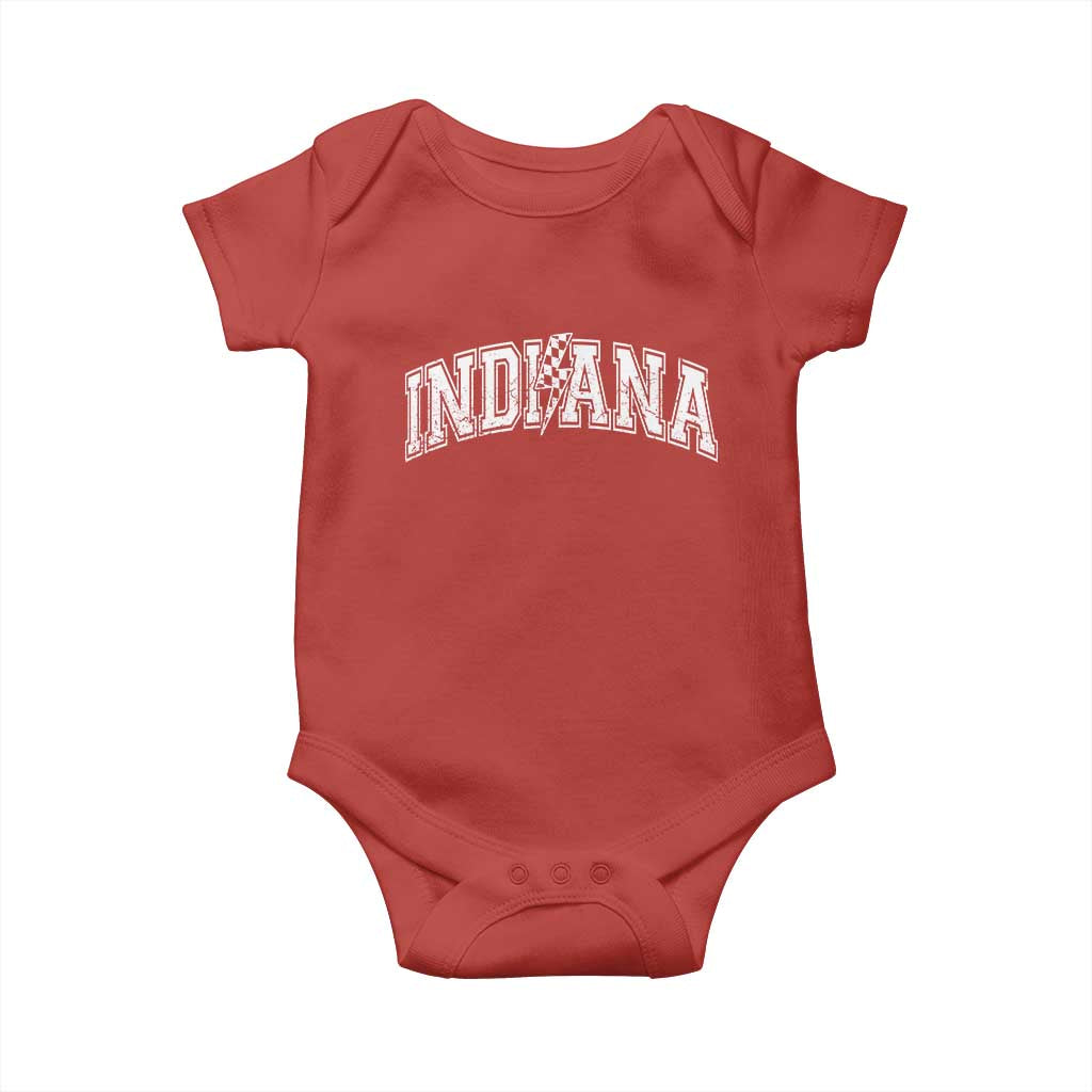 Indiana Fan Baby Onesie Vintage City Game Day Lightning Bolt Checkered Varsity TS10 Red Print Your Wear