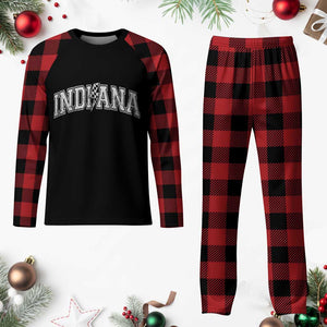 Indiana Fan Plaid Pajama Set Vintage City Game Day Lightning Bolt Checkered Varsity TS10 Buffalo Plaid Print Your Wear