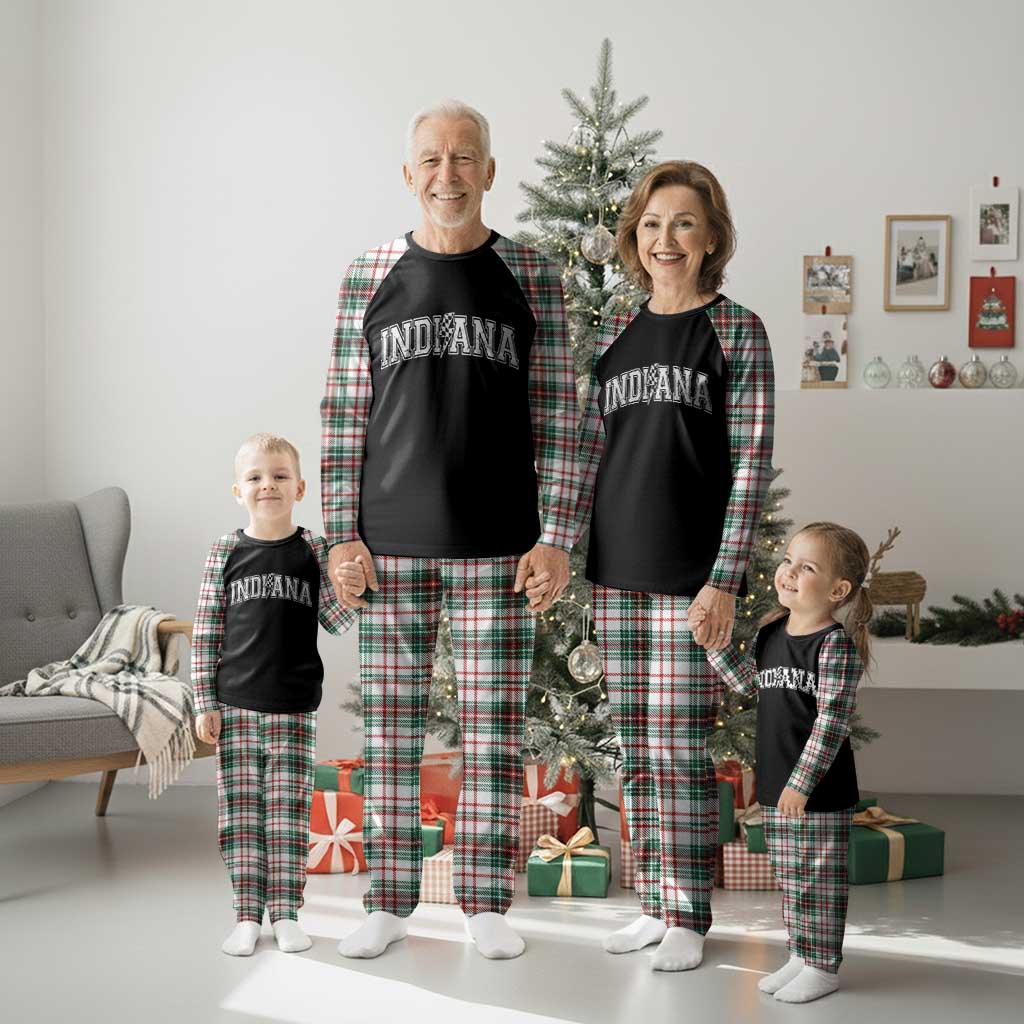 Indiana Fan Plaid Pajama Set Vintage City Game Day Lightning Bolt Checkered Varsity TS10 Christmas Plaid Print Your Wear
