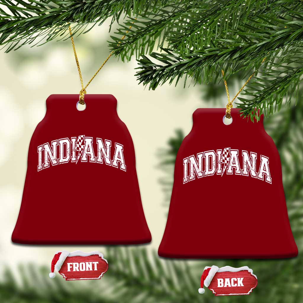 Indiana Fan Ceramic Ornament Vintage City Game Day Lightning Bolt Checkered Varsity TS10 Print Your Wear