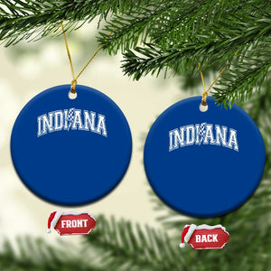 Indiana Fan Ceramic Ornament Vintage City Game Day Lightning Bolt Checkered Varsity TS10 1pc Blue Print Your Wear