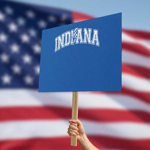 Indiana Fan Protest Sign Vintage City Game Day Lightning Bolt Checkered Varsity TS10 Horizontal 18" × 24" Blue Print Your Wear