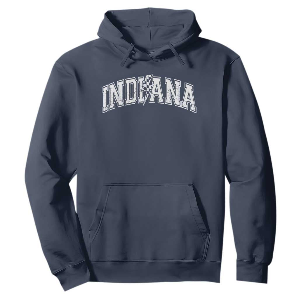 Indiana Fan Hoodie Vintage City Game Day Lightning Bolt Checkered Varsity TS10 Navy Print Your Wear