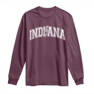 Indiana Fan Long Sleeve Shirt Vintage City Game Day Lightning Bolt Checkered Varsity TS10 Maroon Print Your Wear