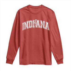 Indiana Fan Long Sleeve Shirt Vintage City Game Day Lightning Bolt Checkered Varsity TS10 Red Print Your Wear
