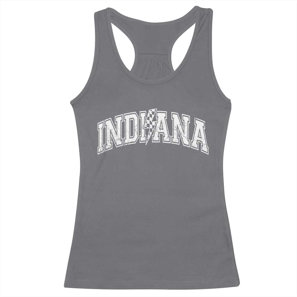Indiana Fan Racerback Tank Top Vintage City Game Day Lightning Bolt Checkered Varsity TS10 Charcoal Print Your Wear