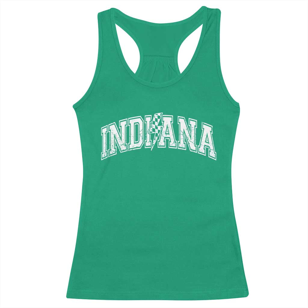 Indiana Fan Racerback Tank Top Vintage City Game Day Lightning Bolt Checkered Varsity TS10 Irish Green Print Your Wear