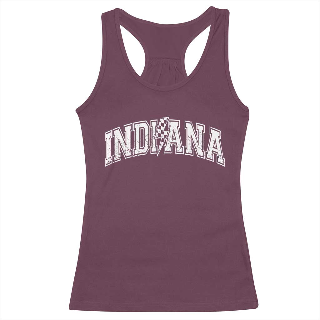 Indiana Fan Racerback Tank Top Vintage City Game Day Lightning Bolt Checkered Varsity TS10 Maroon Print Your Wear