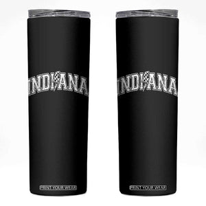 Indiana Fan Skinny Tumbler Vintage City Game Day Lightning Bolt Checkered Varsity TS10 Black Print Your Wear