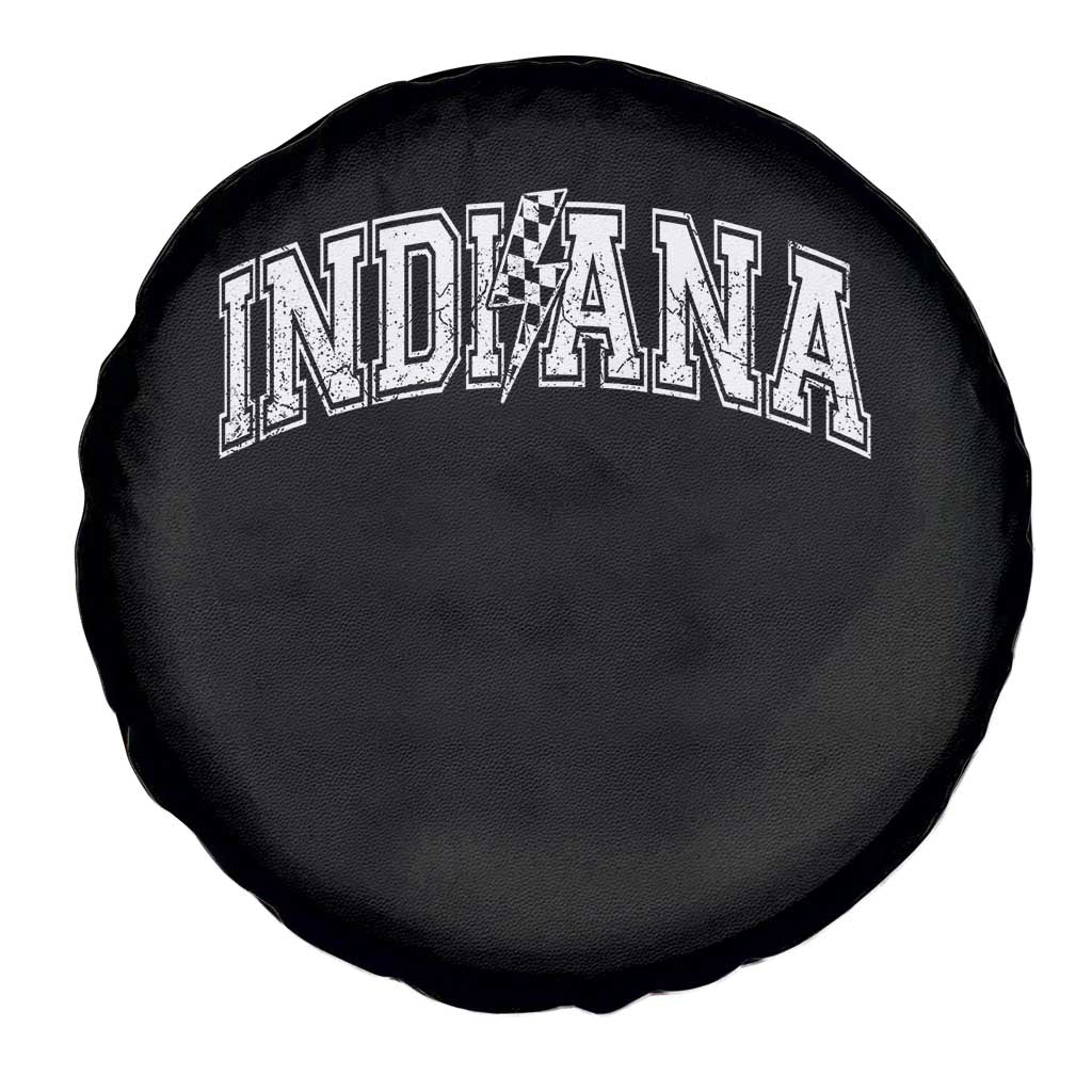 Indiana Fan Spare Tire Cover Vintage City Game Day Lightning Bolt Checkered Varsity TS10 Print Your Wear