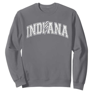 Indiana Fan Sweatshirt Vintage City Game Day Lightning Bolt Checkered Varsity - Print Your Wear