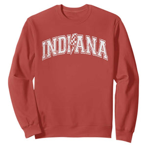 Indiana Fan Sweatshirt Vintage City Game Day Lightning Bolt Checkered Varsity - Print Your Wear