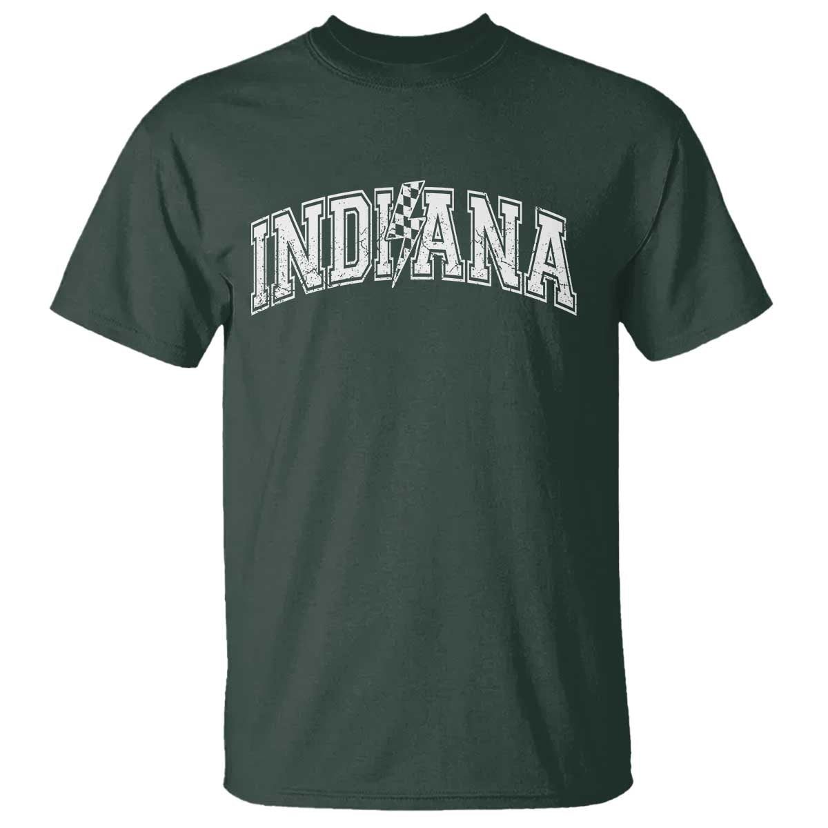 Indiana Fan T Shirt Vintage City Game Day Lightning Bolt Checkered Varsity TS10 Dark Forest Green Print Your Wear