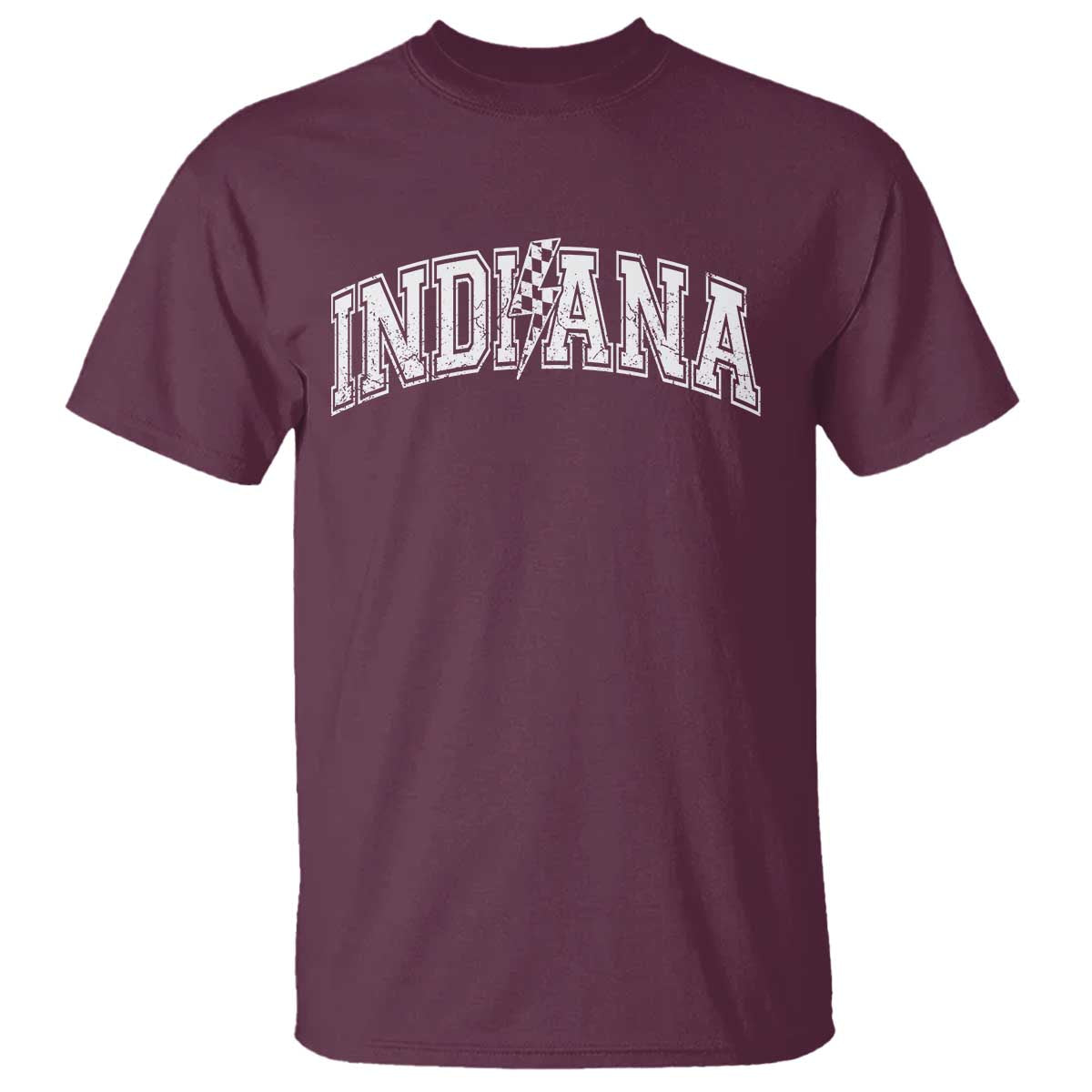 Indiana Fan T Shirt Vintage City Game Day Lightning Bolt Checkered Varsity TS10 Maroon Print Your Wear