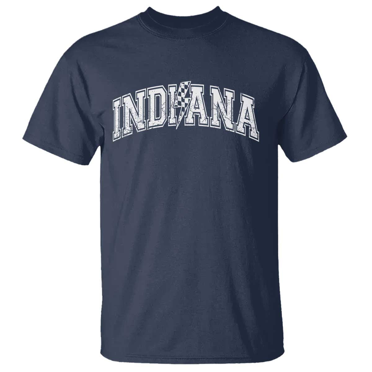 Indiana Fan T Shirt Vintage City Game Day Lightning Bolt Checkered Varsity TS10 Navy Print Your Wear