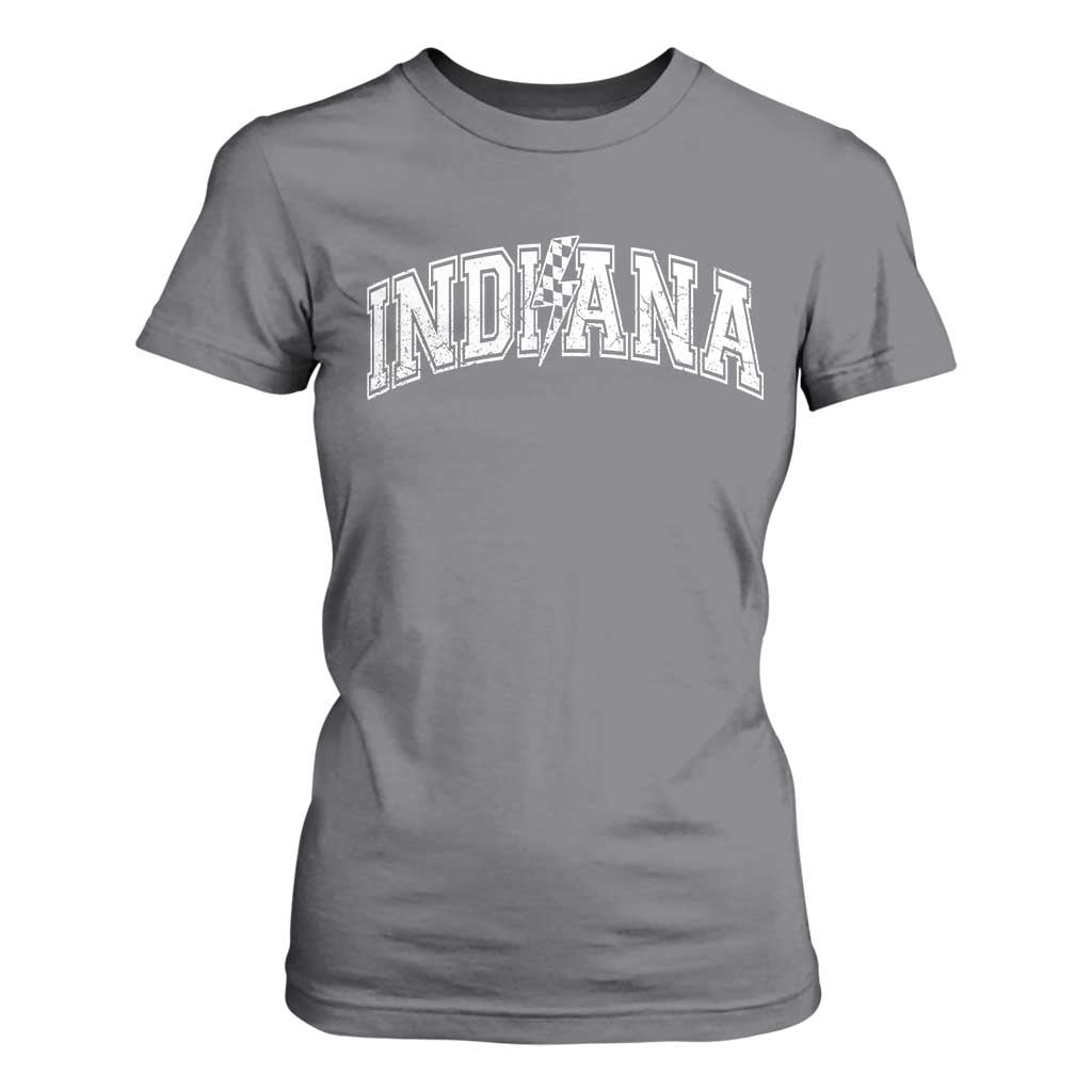 Indiana Fan T Shirt For Women Vintage City Game Day Lightning Bolt Checkered Varsity TS10 Charcoal Print Your Wear