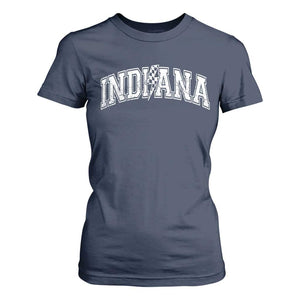 Indiana Fan T Shirt For Women Vintage City Game Day Lightning Bolt Checkered Varsity TS10 Navy Print Your Wear