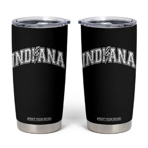 Indiana Fan Tumbler Cup Vintage City Game Day Lightning Bolt Checkered Varsity TS10 Black Print Your Wear