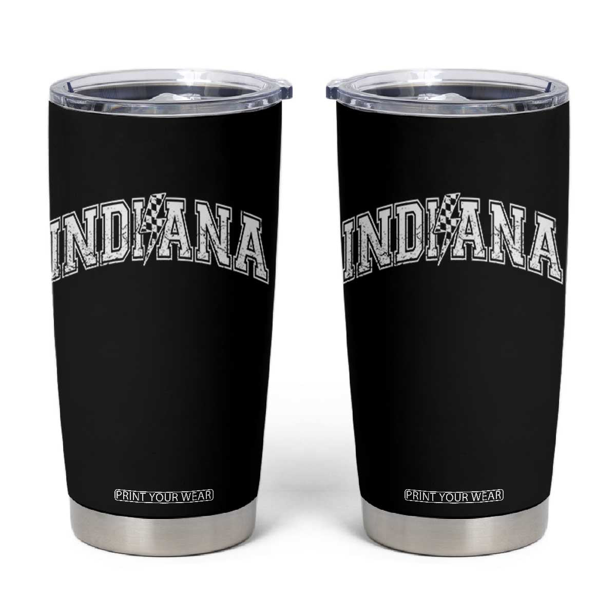 Indiana Fan Tumbler Cup Vintage City Game Day Lightning Bolt Checkered Varsity TS10 Black Print Your Wear