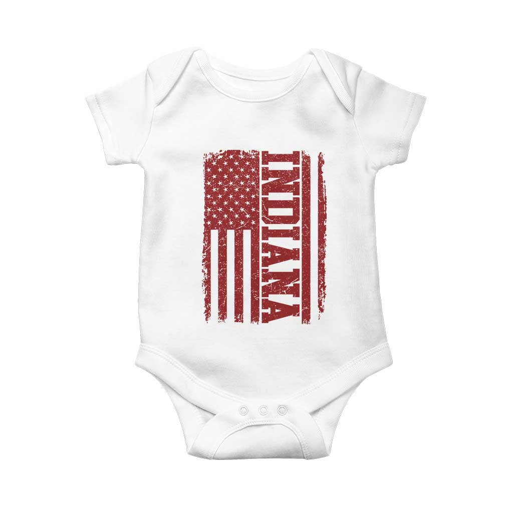 Vintage Indiana Baby Onesie Classic Retro City USA Flag Game Day TS10 White Print Your Wear