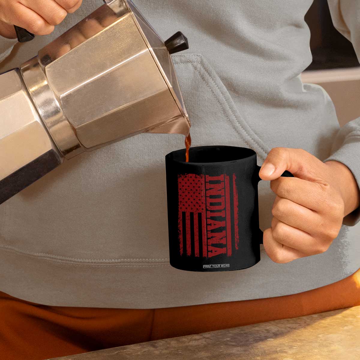 Vintage Indiana Coffee Mug Classic Retro City USA Flag Game Day TS10 Print Your Wear