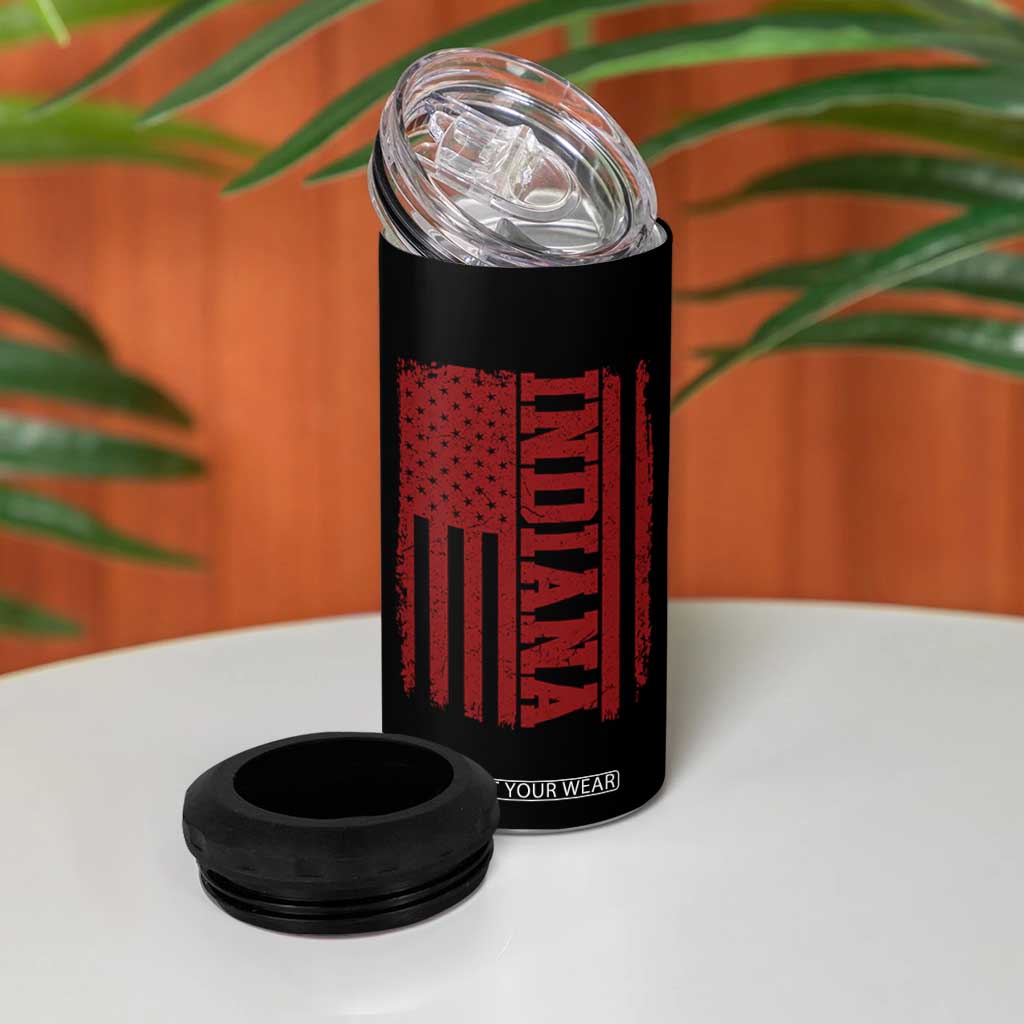 Vintage Indiana 4 in 1 Can Cooler Tumbler Classic Retro City USA Flag Game Day TS10 Print Your Wear