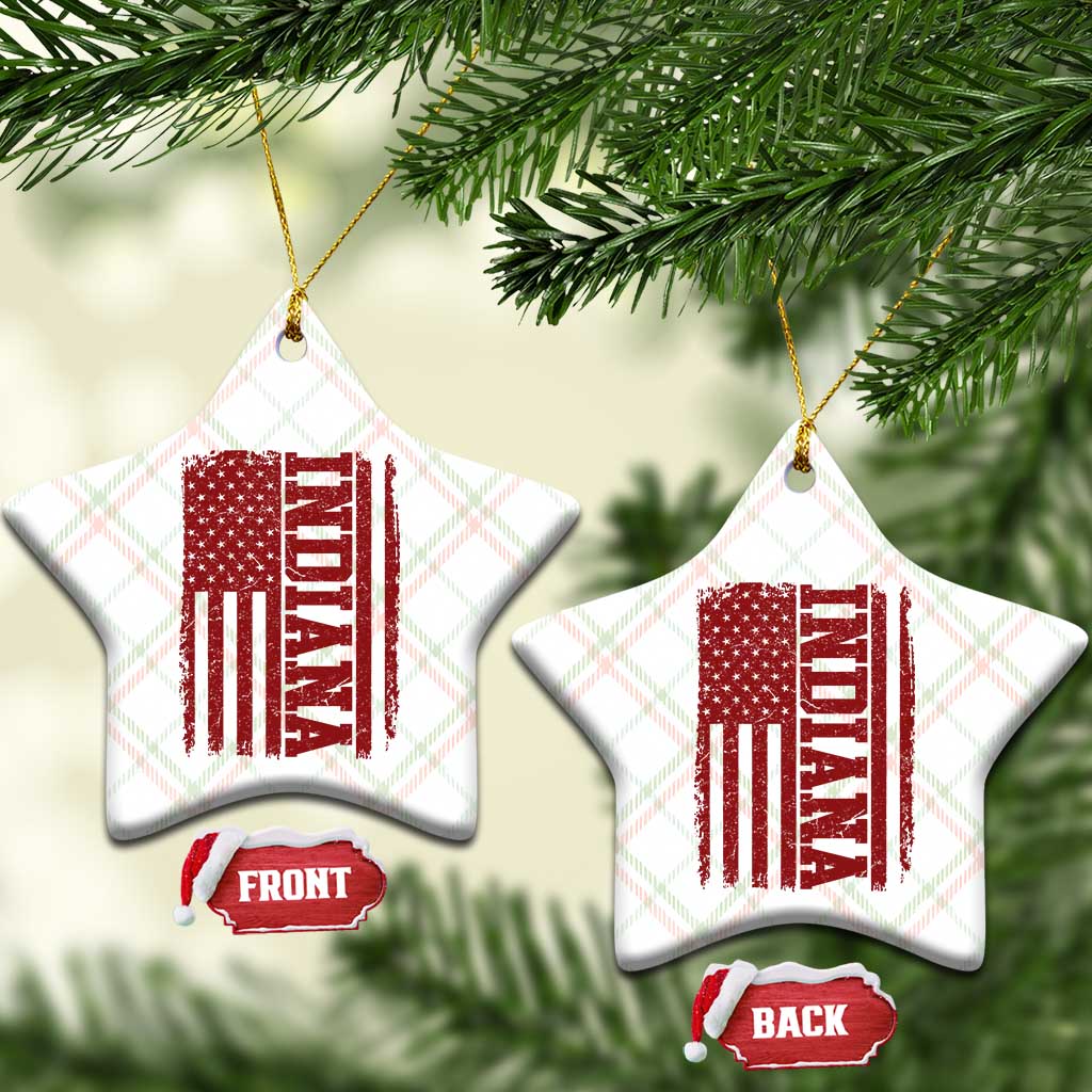 Vintage Indiana Ceramic Ornament Classic Retro City USA Flag Game Day TS10 Print Your Wear