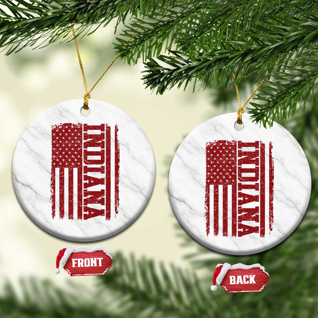 Vintage Indiana Ceramic Ornament Classic Retro City USA Flag Game Day TS10 1pc White Marble Print Your Wear
