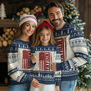 Vintage Indiana Ugly Christmas Sweater Classic Retro City USA Flag Game Day TS10 Beige Navy Print Your Wear