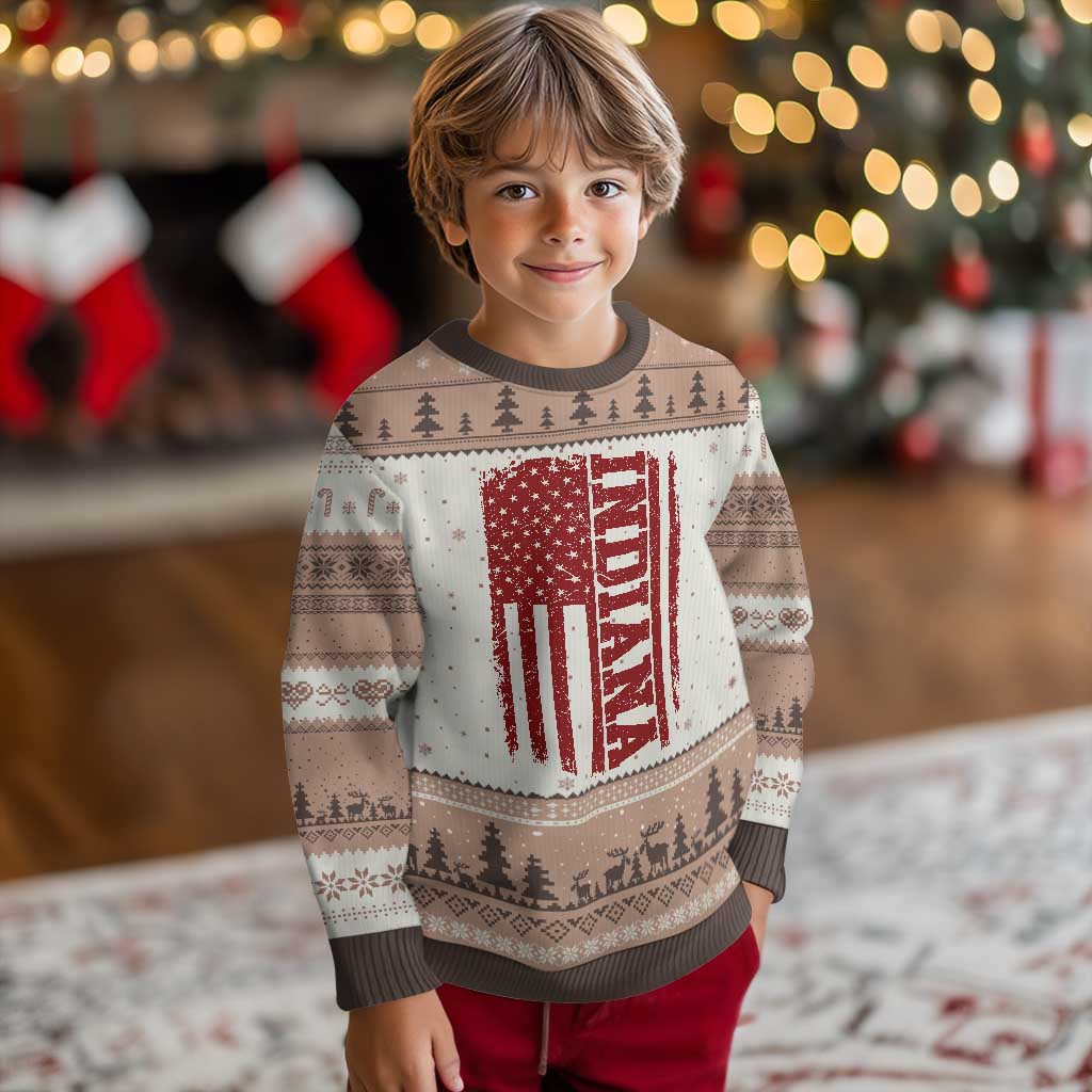 Vintage Indiana Ugly Christmas Sweater Classic Retro City USA Flag Game Day TS10 Mocha Mousse Print Your Wear