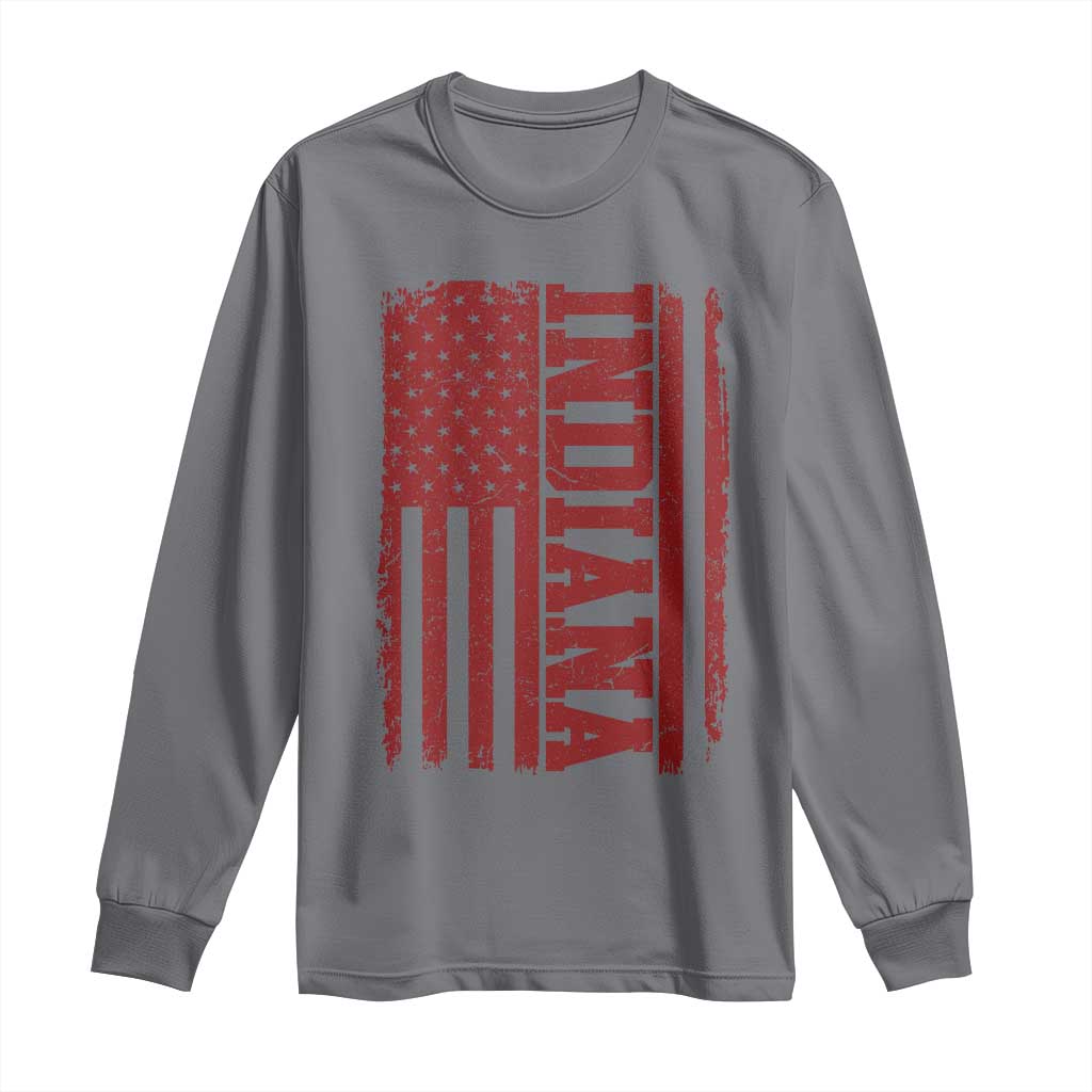 Vintage Indiana Long Sleeve Shirt Classic Retro City USA Flag Game Day TS10 Charcoal Print Your Wear