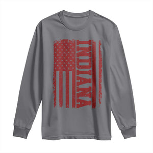 Vintage Indiana Long Sleeve Shirt Classic Retro City USA Flag Game Day TS10 Charcoal Print Your Wear