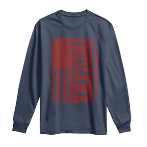 Vintage Indiana Long Sleeve Shirt Classic Retro City USA Flag Game Day TS10 Navy Print Your Wear