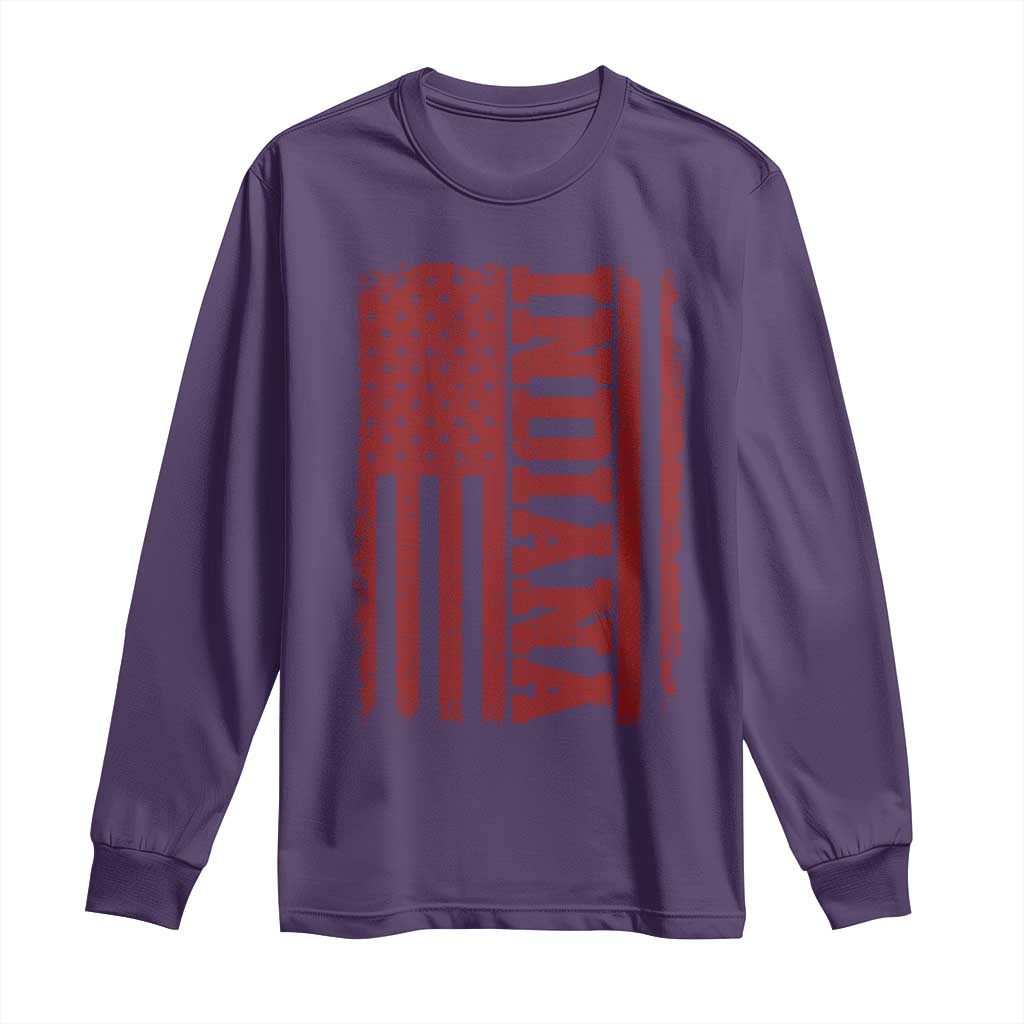 Vintage Indiana Long Sleeve Shirt Classic Retro City USA Flag Game Day TS10 Purple Print Your Wear