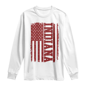 Vintage Indiana Long Sleeve Shirt Classic Retro City USA Flag Game Day TS10 White Print Your Wear