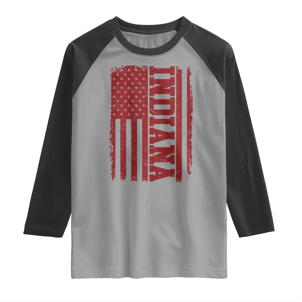 Vintage Indiana Raglan Shirt Classic Retro City USA Flag Game Day TS10 Sport Gray Black Print Your Wear